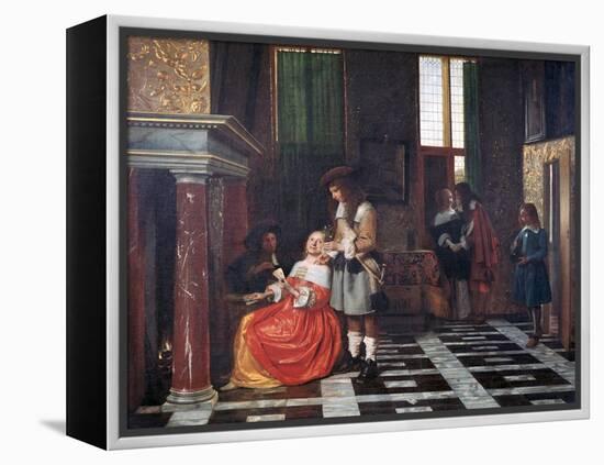 The Card Players, C1663-1665-Pieter de Hooch-Framed Premier Image Canvas