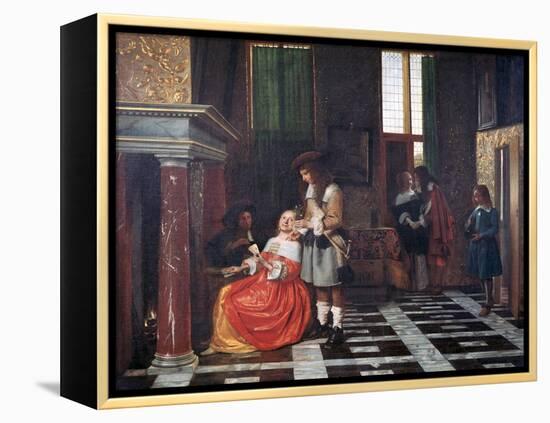 The Card Players, C1663-1665-Pieter de Hooch-Framed Premier Image Canvas