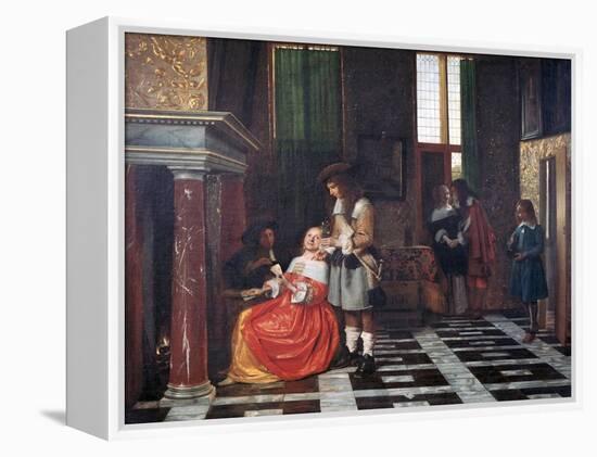 The Card Players, C1663-1665-Pieter de Hooch-Framed Premier Image Canvas