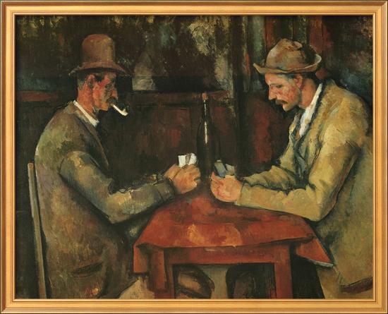 The Card Players-Paul Cézanne-Framed Textured Art