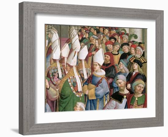The Cardinals Processing Through the Crowd of Secular Onlookers, Detail from 'Aeneas Sylvius…-Bernardino di Betto Pinturicchio-Framed Giclee Print