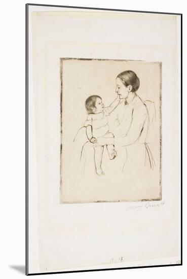 The Caress, C. 1891-Mary Cassatt-Mounted Giclee Print