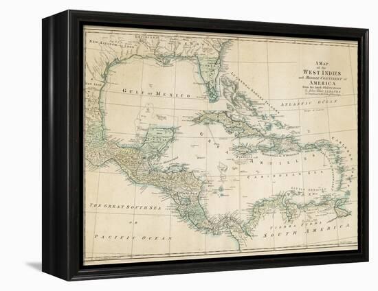 The Caribbean with the West Indies and the Coasts of the United States and the Spanish Possessions-John Blair-Framed Premier Image Canvas