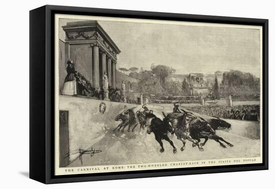 The Carnival at Rome, the Two Wheeled Chariot-Race in the Piazza Del Popolo-null-Framed Premier Image Canvas