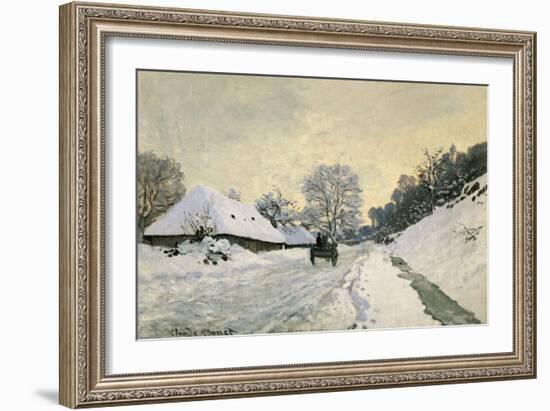 The Carriage, Snow on the Road to Honfleur, with the Farm of Saint Simon, circa 1867, 1867-Claude Monet-Framed Giclee Print