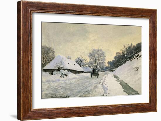 The Carriage, Snow on the Road to Honfleur, with the Farm of Saint Simon, circa 1867, 1867-Claude Monet-Framed Giclee Print