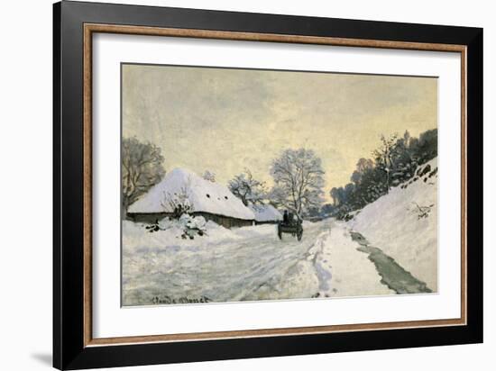 The Carriage, Snow on the Road to Honfleur, with the Farm of Saint Simon, circa 1867, 1867-Claude Monet-Framed Giclee Print