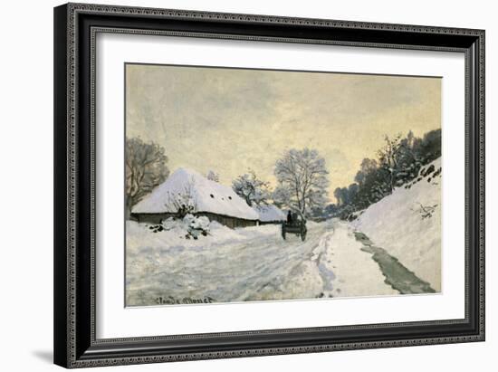 The Carriage, Snow on the Road to Honfleur, with the Farm of Saint Simon, circa 1867, 1867-Claude Monet-Framed Giclee Print