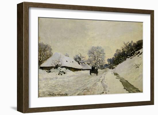 The Cart, or Road under Snow at Honfleur, 1865-Claude Monet-Framed Giclee Print