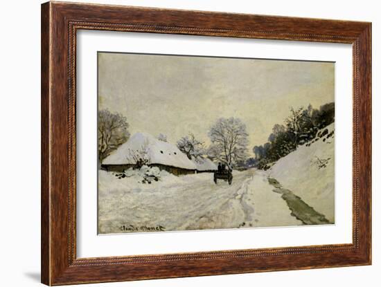 The Cart, or Road under Snow at Honfleur, 1865-Claude Monet-Framed Giclee Print