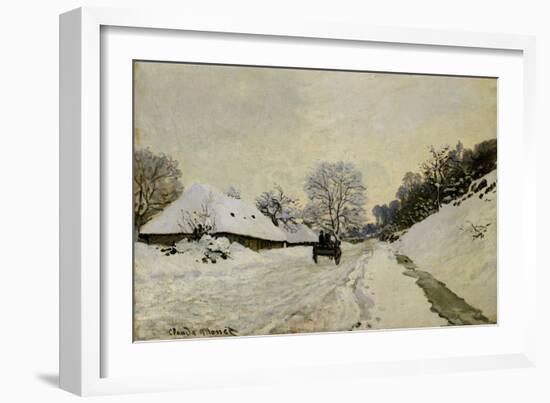 The Cart, or Road under Snow at Honfleur, 1865-Claude Monet-Framed Giclee Print