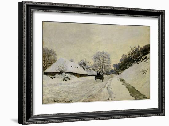 The Cart, or Road under Snow at Honfleur, 1865-Claude Monet-Framed Giclee Print