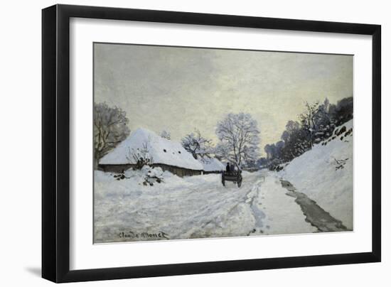 The Cart. Snow-Covered Road at Honfleur, Ca. 1867-Claude Monet-Framed Art Print