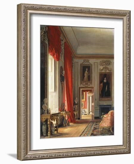 The Carved Room, Petworth House, Sussex (C1856), Verso: Sketch of a Seated Male Figure in Costume-Charles Robert Leslie-Framed Giclee Print