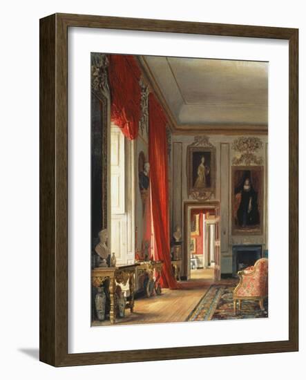 The Carved Room, Petworth House, Sussex (C1856), Verso: Sketch of a Seated Male Figure in Costume-Charles Robert Leslie-Framed Giclee Print