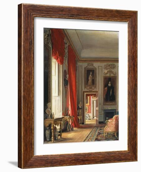 The Carved Room, Petworth House, Sussex (C1856), Verso: Sketch of a Seated Male Figure in Costume-Charles Robert Leslie-Framed Giclee Print