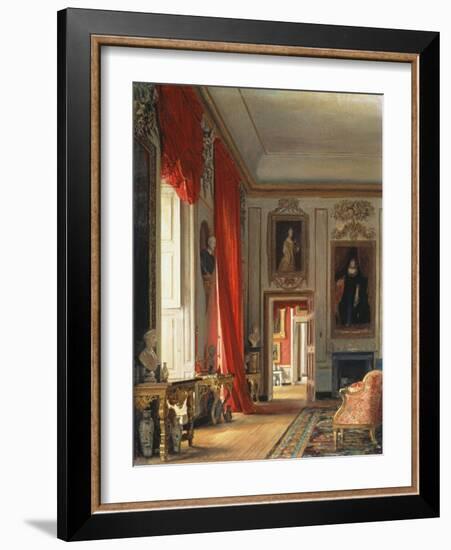 The Carved Room, Petworth House, Sussex (C1856), Verso: Sketch of a Seated Male Figure in Costume-Charles Robert Leslie-Framed Giclee Print