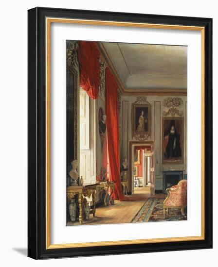 The Carved Room, Petworth House, Sussex (C1856), Verso: Sketch of a Seated Male Figure in Costume-Charles Robert Leslie-Framed Giclee Print