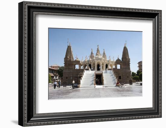 The Carved White Marble Jain Swaminarayan Temple, Gondal, Gujarat, India, Asia-Annie Owen-Framed Photographic Print