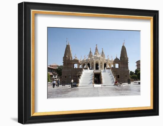 The Carved White Marble Jain Swaminarayan Temple, Gondal, Gujarat, India, Asia-Annie Owen-Framed Photographic Print