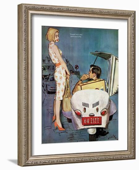 The Casanova Car - Saturday Evening Post "Leading Ladies", September 5, 1959 pg.34-Coby Whitmore-Framed Giclee Print