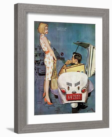 The Casanova Car - Saturday Evening Post "Leading Ladies", September 5, 1959 pg.34-Coby Whitmore-Framed Giclee Print