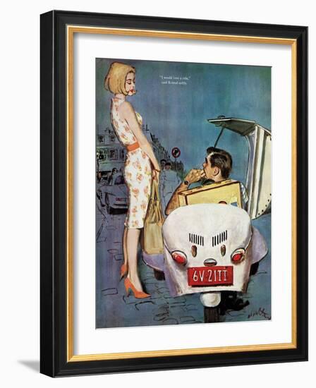 The Casanova Car - Saturday Evening Post "Leading Ladies", September 5, 1959 pg.34-Coby Whitmore-Framed Giclee Print