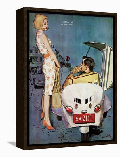 The Casanova Car - Saturday Evening Post "Leading Ladies", September 5, 1959 pg.34-Coby Whitmore-Framed Premier Image Canvas