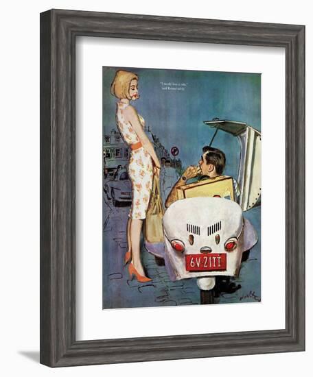 The Casanova Car - Saturday Evening Post "Leading Ladies", September 5, 1959 pg.34-Coby Whitmore-Framed Giclee Print