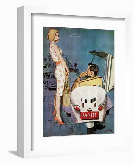 The Casanova Car - Saturday Evening Post "Leading Ladies", September 5, 1959 pg.34-Coby Whitmore-Framed Giclee Print