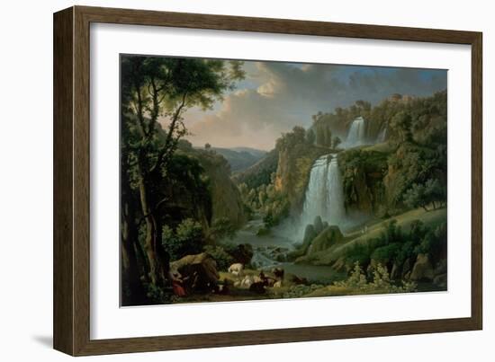 The Cascade at Tivoli with the Temple of Sibyl, 1822 (Oil on Canvas)-Alexandre Hyacinthe Dunouy-Framed Giclee Print