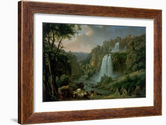 The Cascade at Tivoli with the Temple of Sibyl, 1822 (Oil on Canvas)-Alexandre Hyacinthe Dunouy-Framed Giclee Print