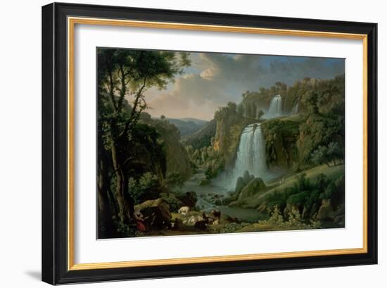 The Cascade at Tivoli with the Temple of Sibyl, 1822 (Oil on Canvas)-Alexandre Hyacinthe Dunouy-Framed Giclee Print