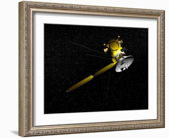 The Cassini Spacecraft in Orbit-null-Framed Art Print