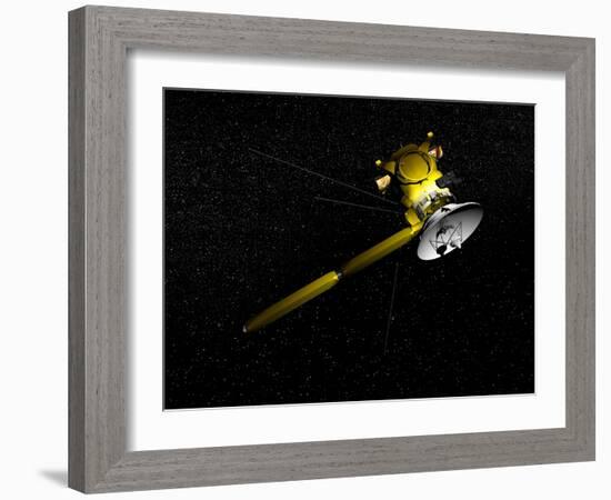 The Cassini Spacecraft in Orbit-null-Framed Art Print