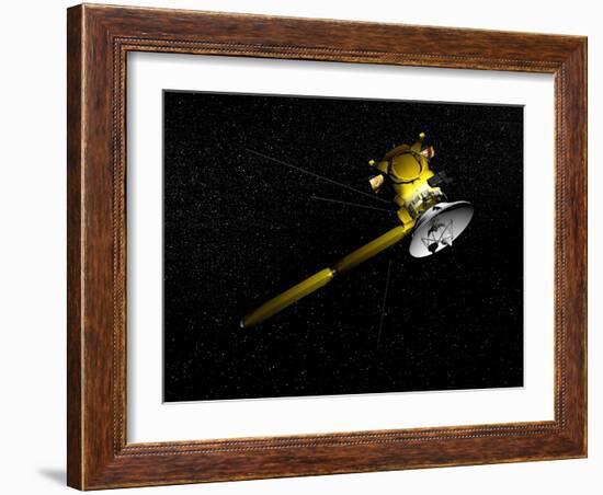 The Cassini Spacecraft in Orbit-null-Framed Art Print