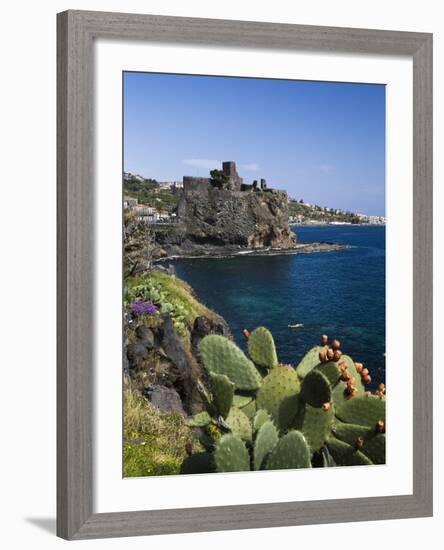 The Castle and Coastline, Aci Castello, Sicily, Italy, Mediterranean, Europe-Stuart Black-Framed Photographic Print