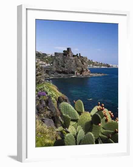 The Castle and Coastline, Aci Castello, Sicily, Italy, Mediterranean, Europe-Stuart Black-Framed Photographic Print