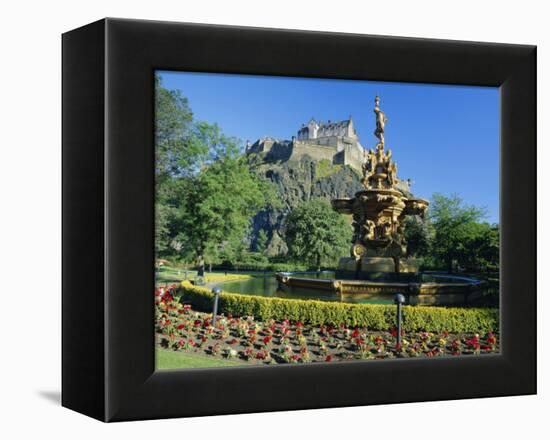 The Castle from Princes Street Gardens, Edinburgh, Lothian, Scotland, UK, Europe-Kathy Collins-Framed Premier Image Canvas