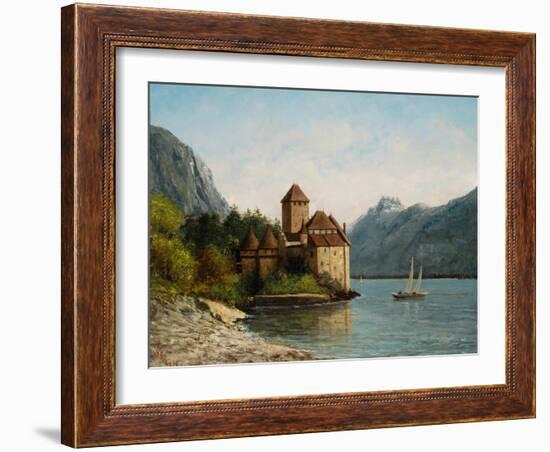 The Castle of Chillon, Evening, C.1872-Gustave Courbet-Framed Giclee Print