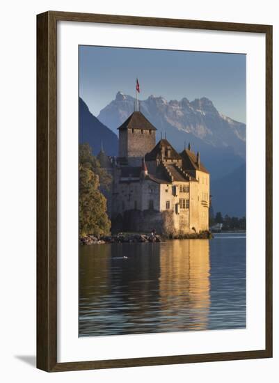 The Castle of Chillon, on Lake Geneva, Montreux, Canton Vaud, Switzerland, Europe-Angelo Cavalli-Framed Photographic Print