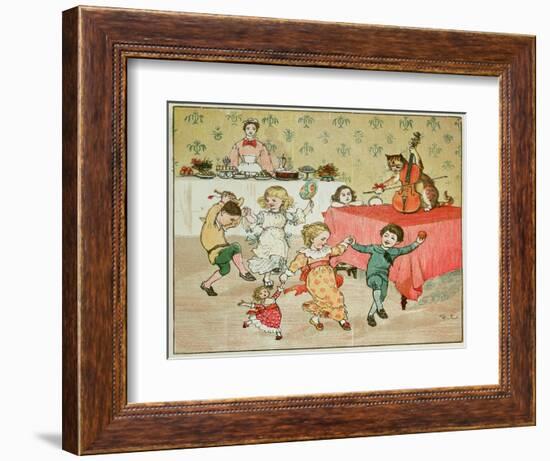 The Cat and the Fiddle and the Children's Party Illustration from Hey Diddle Diddle-Randolph Caldecott-Framed Giclee Print