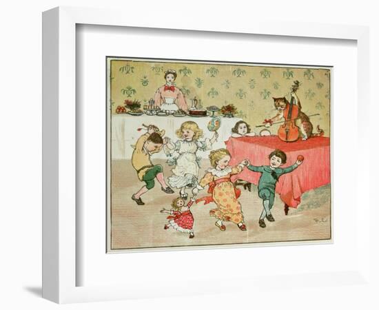 The Cat and the Fiddle and the Children's Party Illustration from Hey Diddle Diddle-Randolph Caldecott-Framed Giclee Print