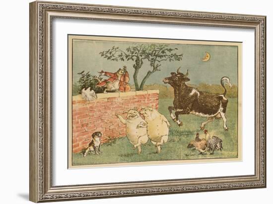 The Cat and the Fiddle and the Cow - Illustrations from Hey Diddle Diddle-Randolph Caldecott-Framed Giclee Print