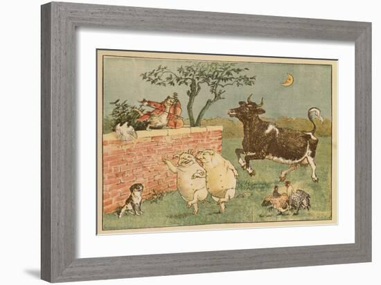 The Cat and the Fiddle and the Cow - Illustrations from Hey Diddle Diddle-Randolph Caldecott-Framed Giclee Print