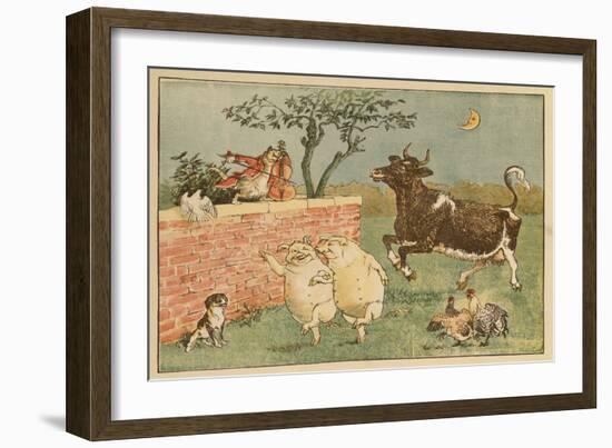 The Cat and the Fiddle and the Cow - Illustrations from Hey Diddle Diddle-Randolph Caldecott-Framed Giclee Print