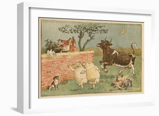 The Cat and the Fiddle and the Cow - Illustrations from Hey Diddle Diddle-Randolph Caldecott-Framed Giclee Print