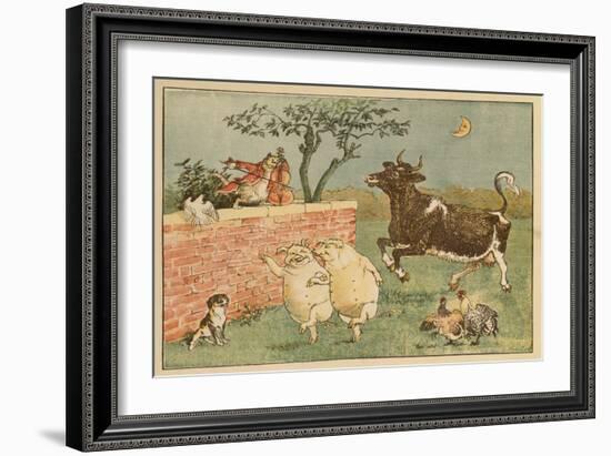 The Cat and the Fiddle and the Cow - Illustrations from Hey Diddle Diddle-Randolph Caldecott-Framed Giclee Print