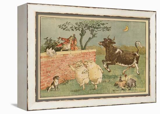 The Cat and the Fiddle and the Cow - Illustrations from Hey Diddle Diddle-Randolph Caldecott-Framed Premier Image Canvas