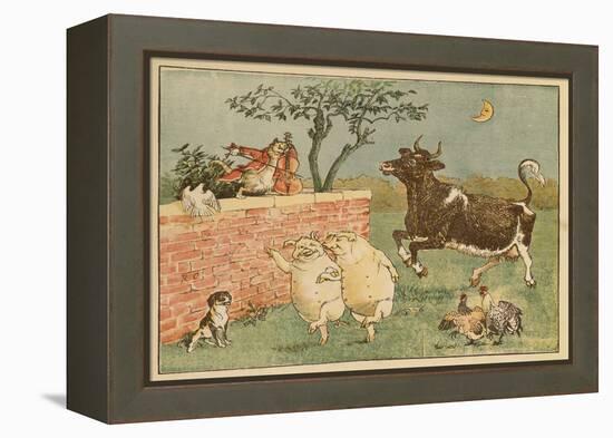 The Cat and the Fiddle and the Cow - Illustrations from Hey Diddle Diddle-Randolph Caldecott-Framed Premier Image Canvas